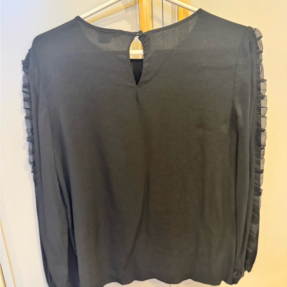Club Monaco Black Ruffle Sleeve Blouse - Picture 6 of 8